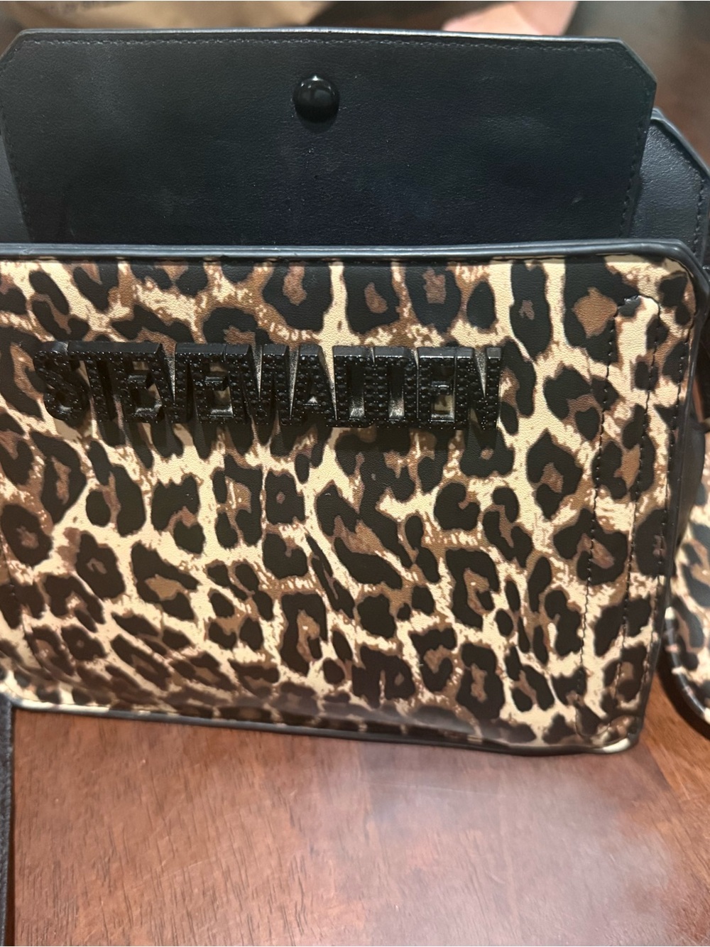 Leopard Print Crossbody Bag - Black & Brown